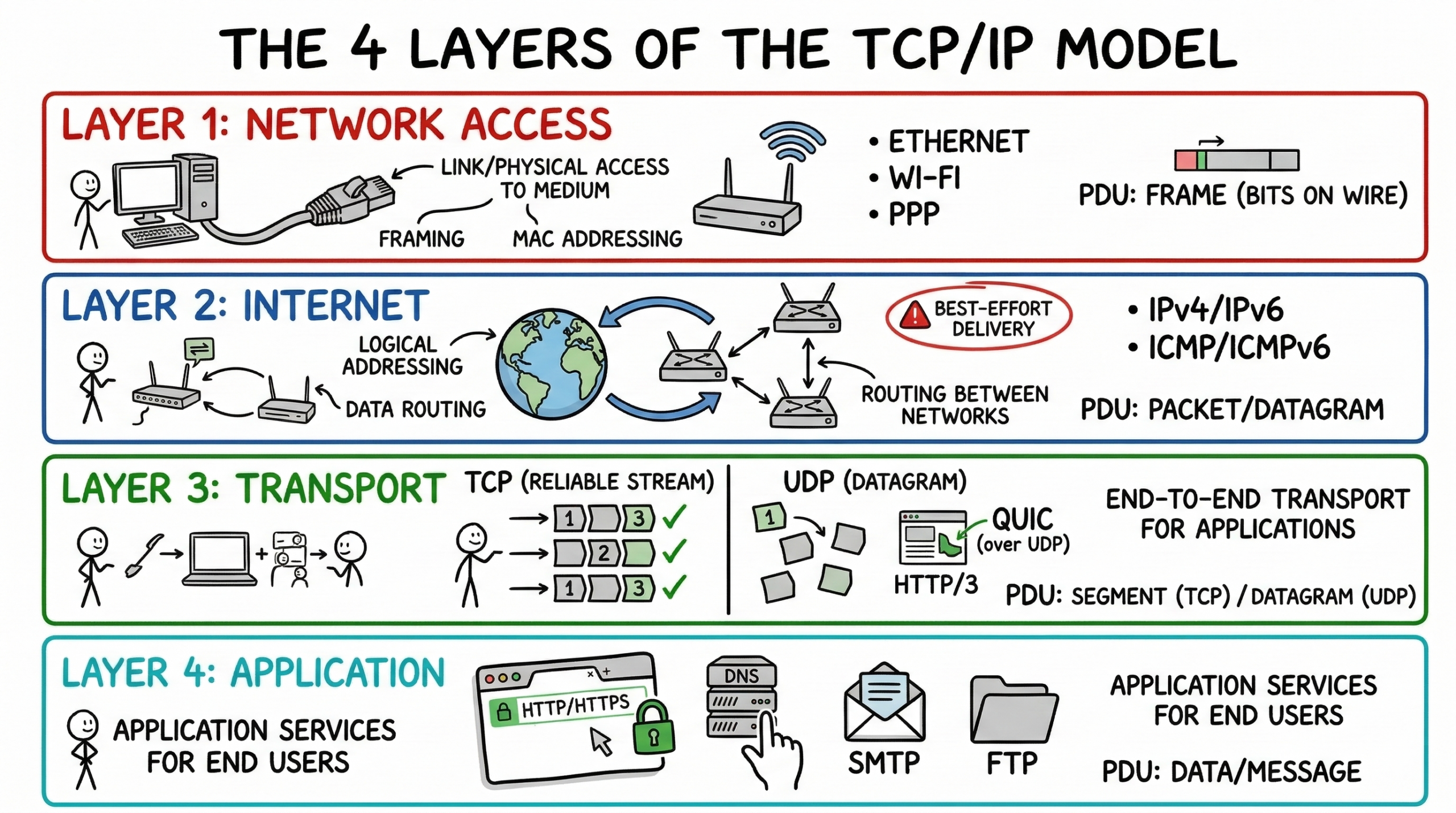 4 layers of the TCPIP Model