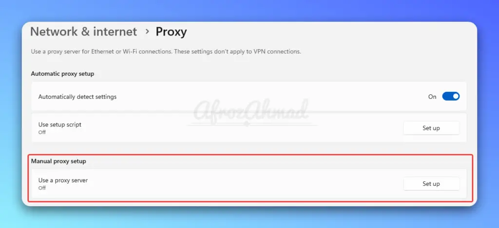 Windows Proxy Settings