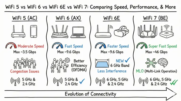 WiFi 5 vs WiFi 6 vs WiFi 6E vs WiFi 7
