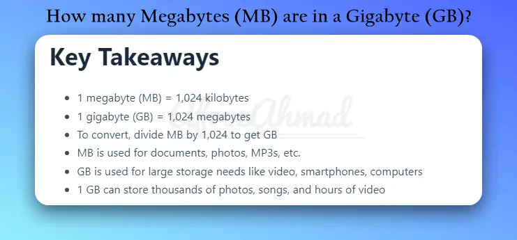 How many Megabytes(MB) are in a Gigabyte(GB)