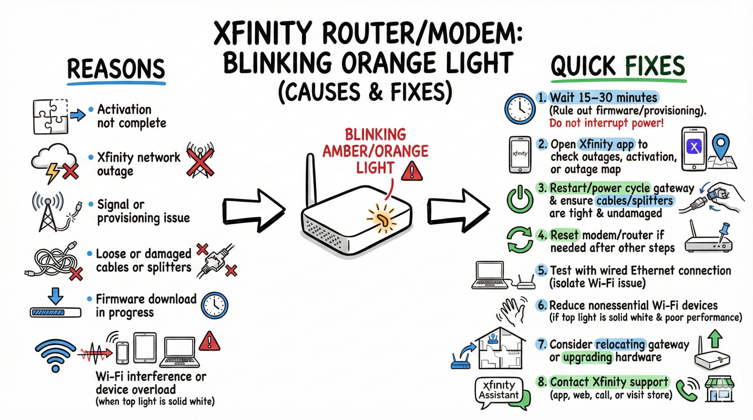 Xfinity Router or Modem Blinking Orange Light - Causes and Fixes