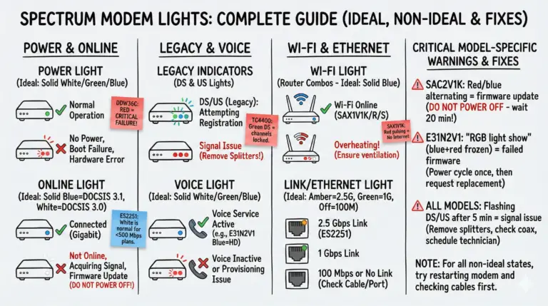 Spectrum Modem Lights - Meanings and Easy Fixes