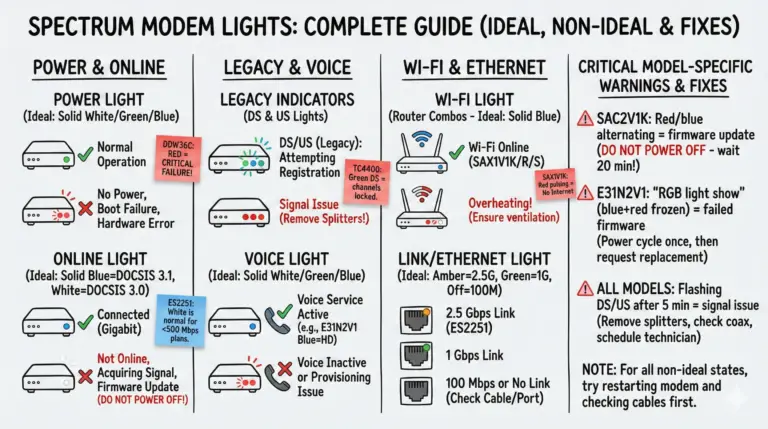 Spectrum Modem Lights - Meanings and Easy Fixes
