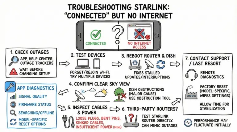 Troubleshooting When Starlink is Connected But There’s No Internet
