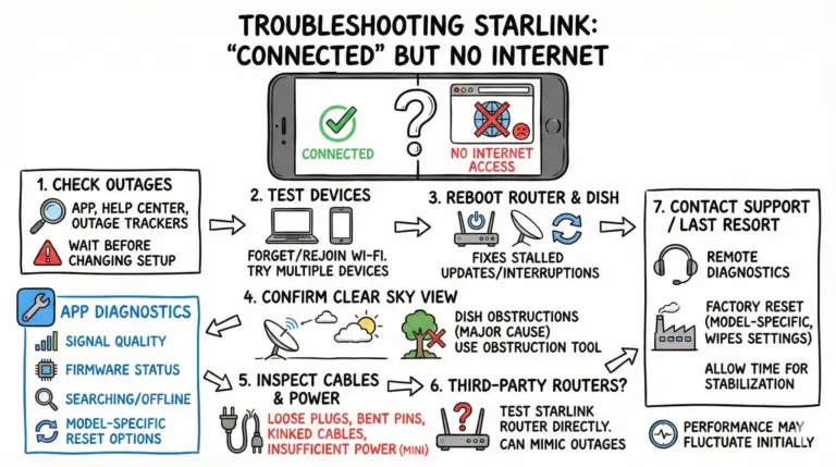 Troubleshooting When Starlink is Connected But There’s No Internet