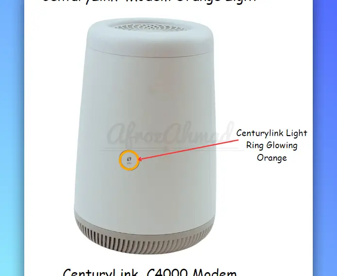 centurylink C4000 modem orange light