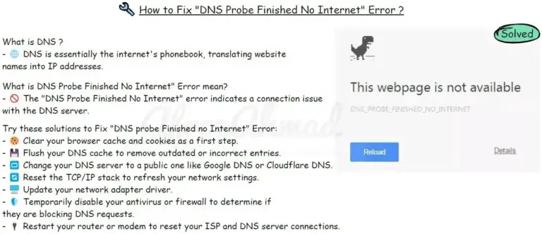 How to fix "DNS Probe Finished No Internet" Error