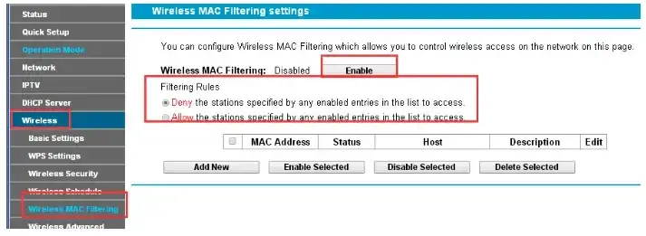 Mac Address Filtering on TP Link Routers