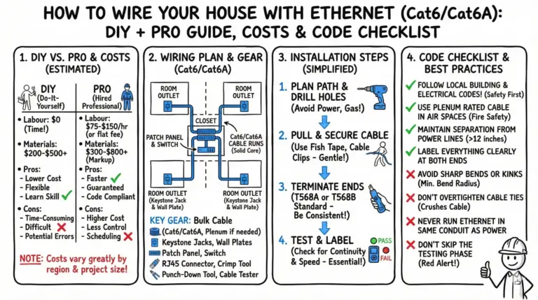 How to Wire Your House with Ethernet (Cat6Cat6A) DIY + Pro Guide, Costs & Code Checklist