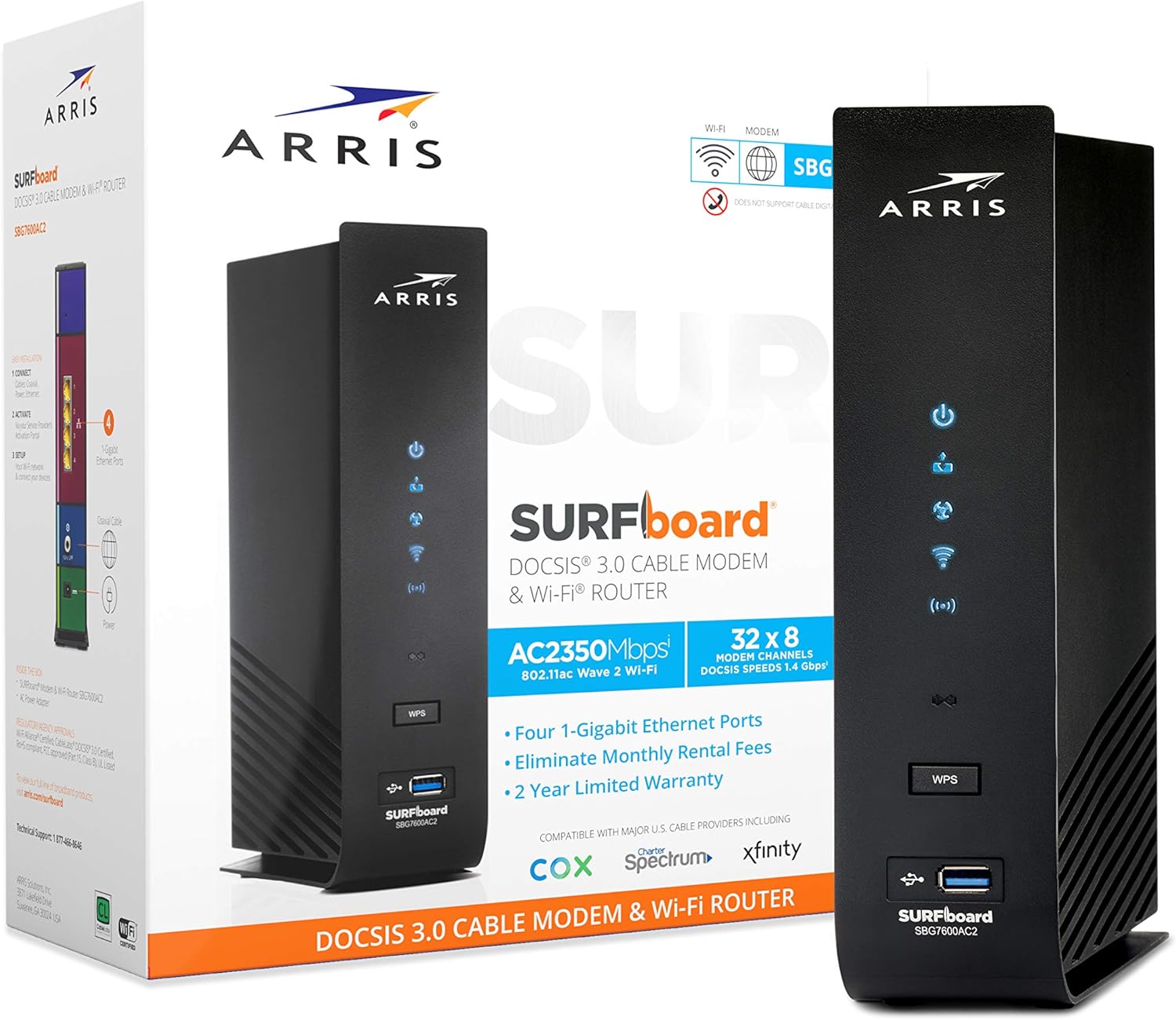 ARRIS SURFboard SBG7600AC2 Cable Modem & Wi-Fi Router