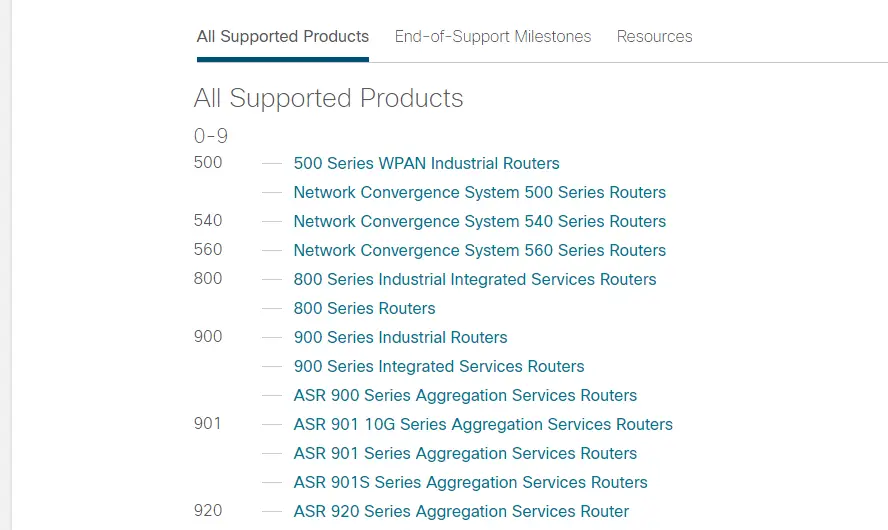 Cisco Router support page