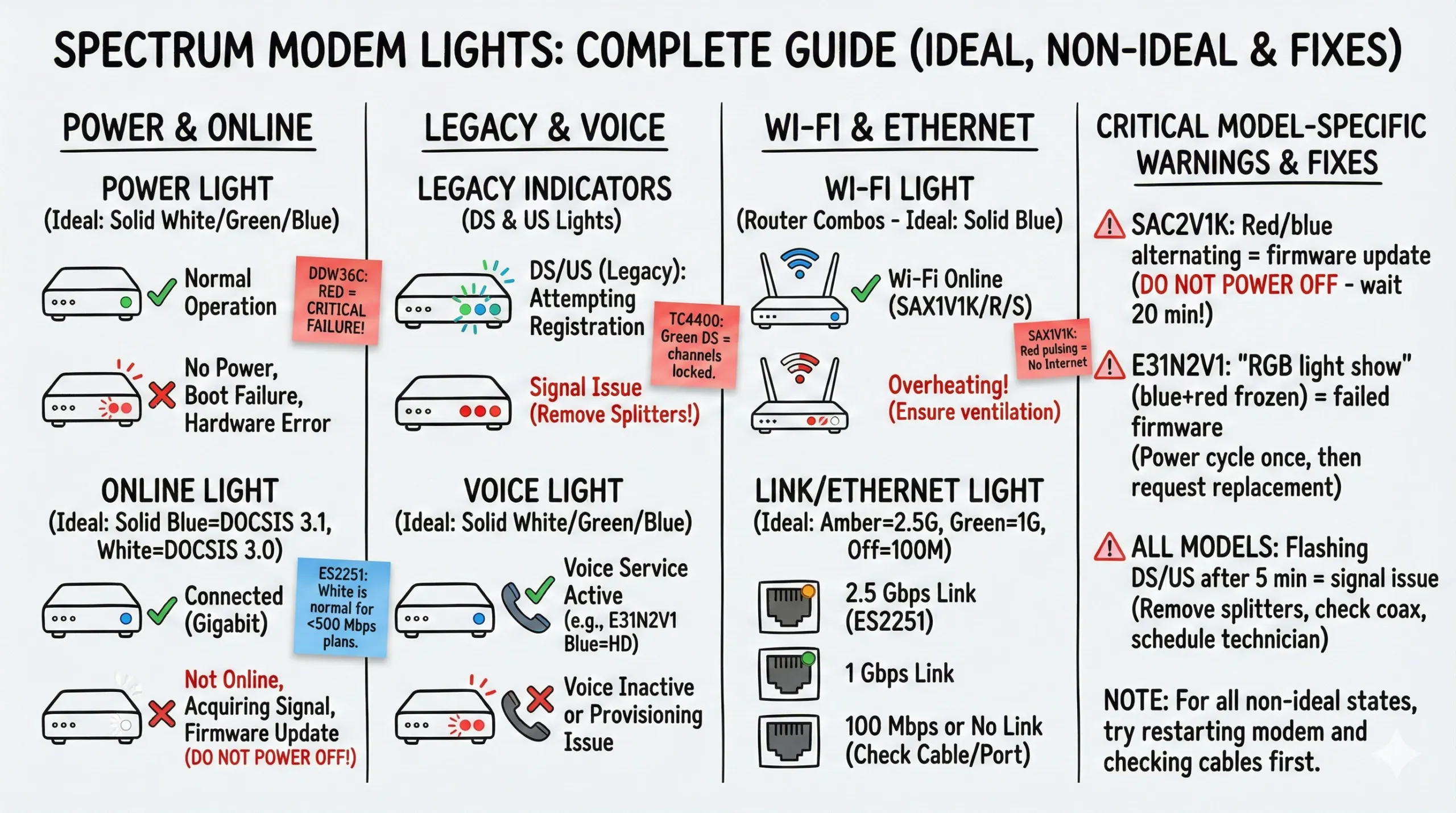 Spectrum Modem Lights - Meanings and Easy Fixes