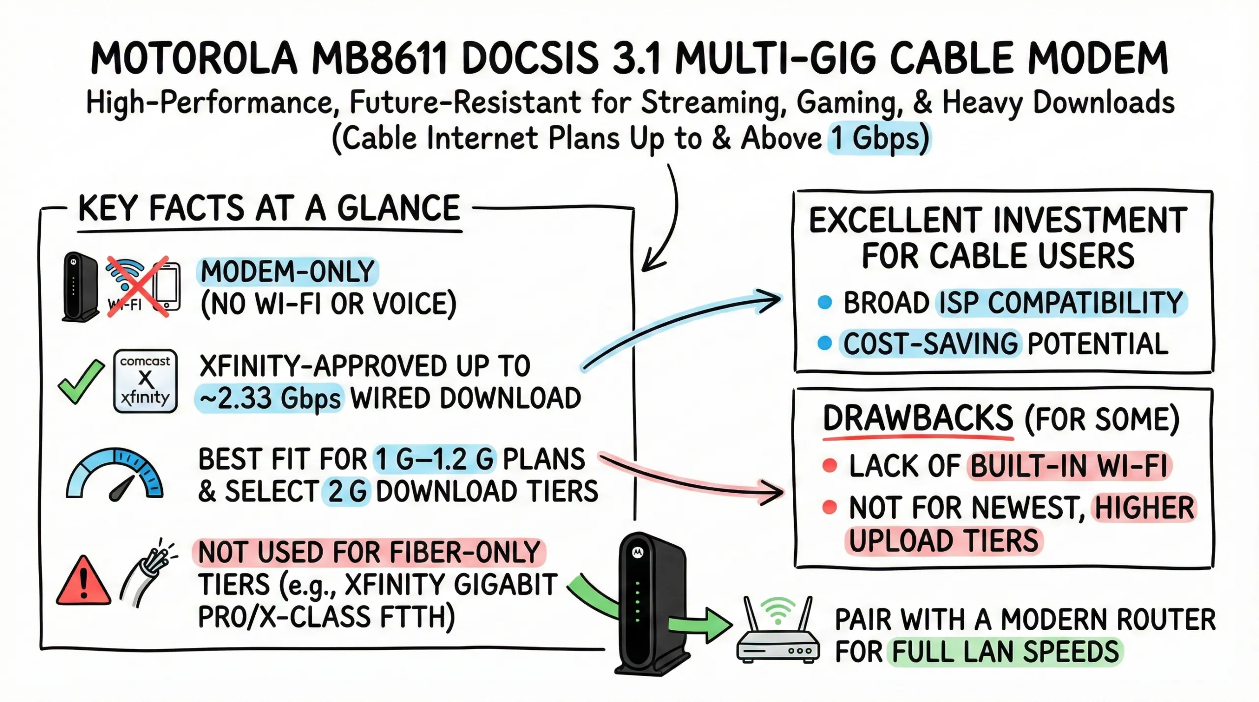 Motorola MB8611 Cable Modem Review Specs & Ratings