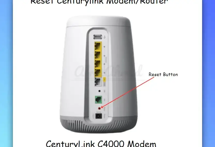 reset button centurylink modem router