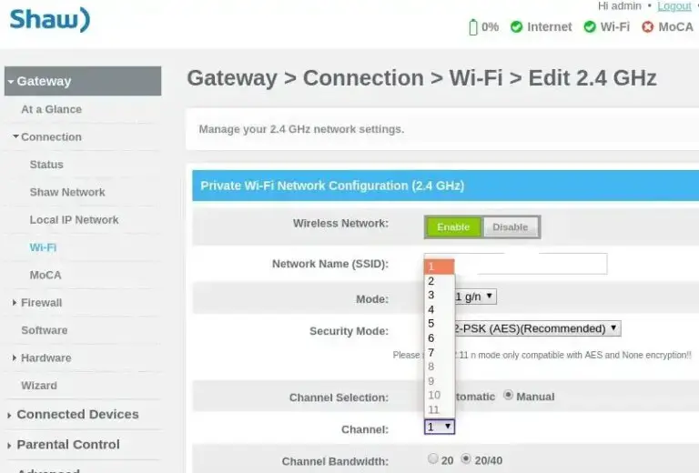 WiFi Channel Width