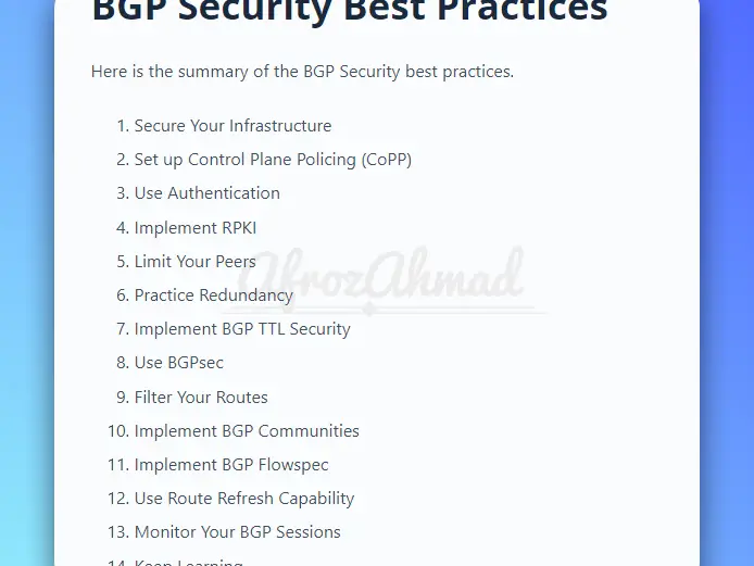BGP Security Best Practices